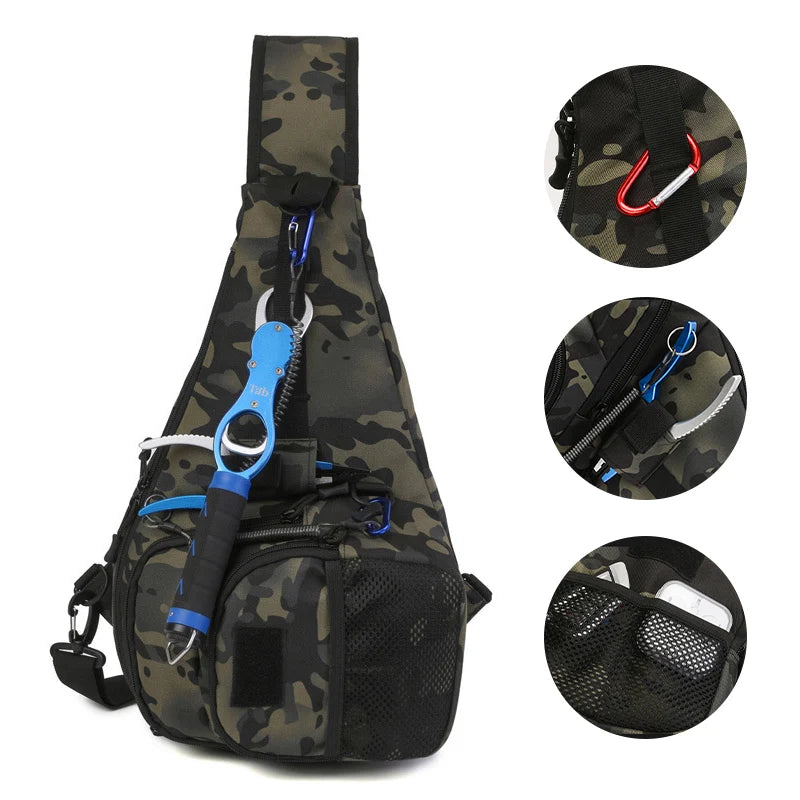 Multifunctional Fishing Lure Bag Waterproof Shoulder Crossbody Fishing Gear Utility Storage Case Men's Fishing Rod Bags XA164WD