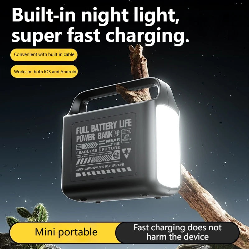 Lenovo 200000mAh Large Capacity Portable Outdoor Emergency Power Supply Built-in Cable And Camping Light Suitable For IPhone