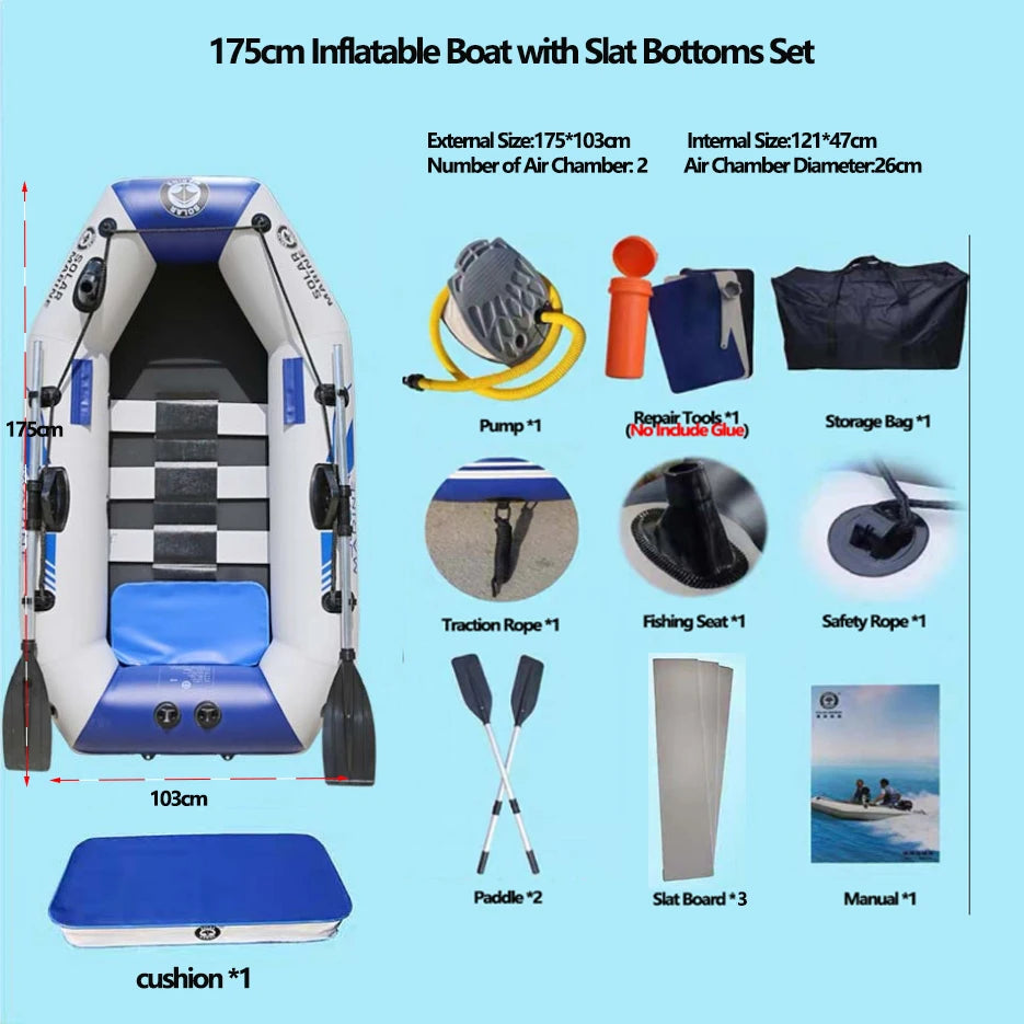 PVC Inflatable Boat 3 Layer Inflatable Fishing Boats Laminated Wear-Resistant Kayak Boats for 2-6 Person Kayak Rowing Canoe
