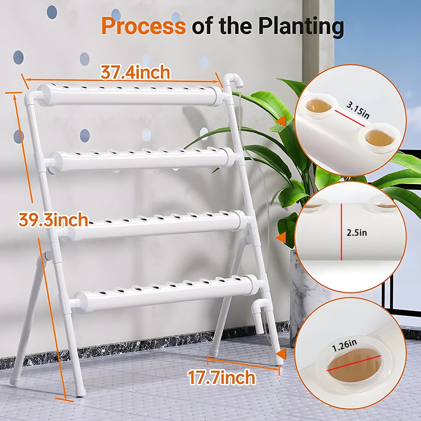 Hydroponics Growing System Kit,BHTNYOO 36 Plant Sites Food Grade-PVC Pipes Planting Equipment Hydroponic Garden Tool(110V-220V)