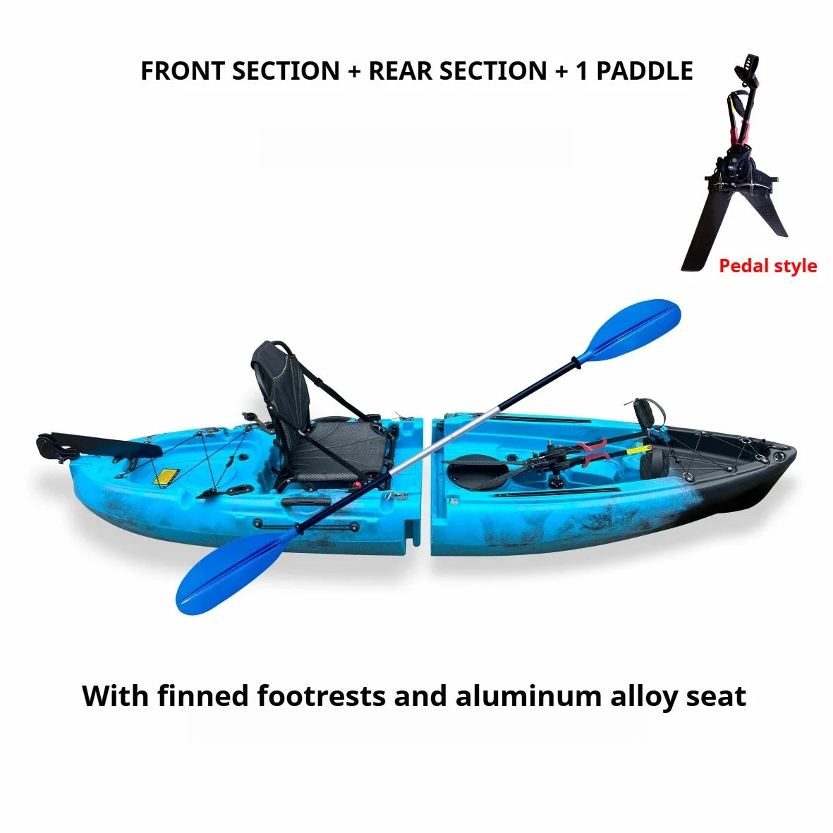 2025 Portable LLDPE Kayak With Split Hard Shell Electric Pedal-Driven Canoe For Solo Tandem Lake Sea Adventures Modular Assembly