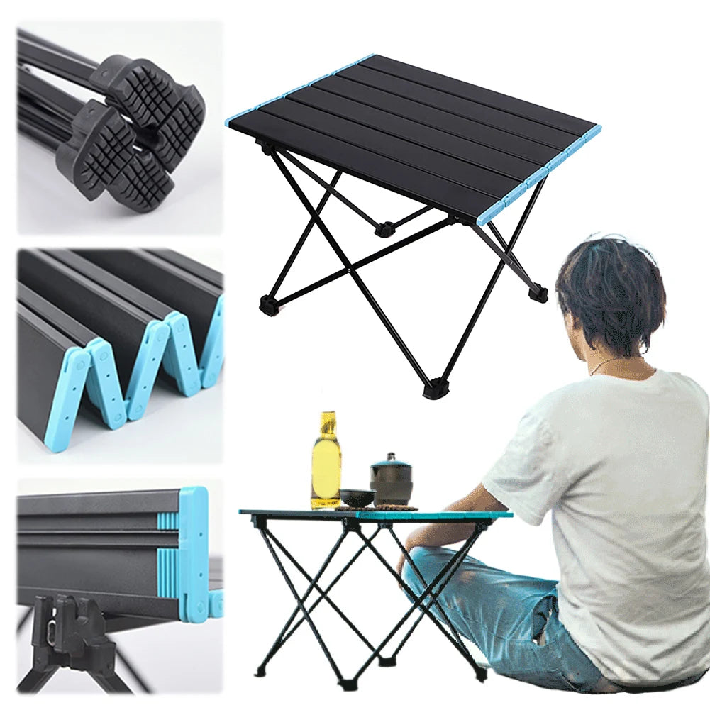 Folding Table Aluminum Alloy Picnic Table Lightweight Portable Camp Table with Carry Bag for Outdoor Camping Beach Picnic