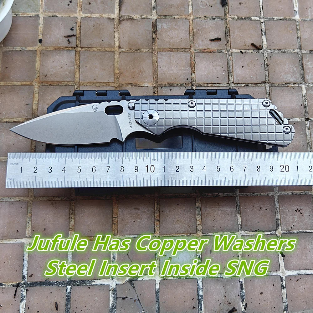 JUFULE 2026 Monkey M.Strider SNG Titanium Handle Cryro VG10 Steel Copper Washers Folding Knife Camping Hunting Outdoor EDC Tool