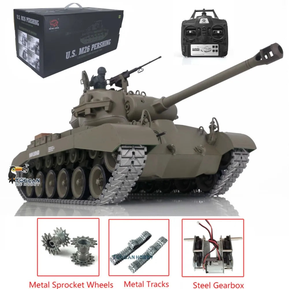 US Stock Heng Long 1/16 Scale 7.0 Upgraded M26 Pershing RTR RC Tank 3838 Metal Tracks Cars Radio Control Panzer Vehicle TH17304
