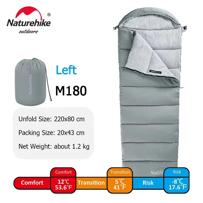 Naturehike Sleeping Bag M180 Lightweight Sleeping Bag M300 Double Camping Sleeping Bag M400 Machine Washable Winter Sleeping Bag