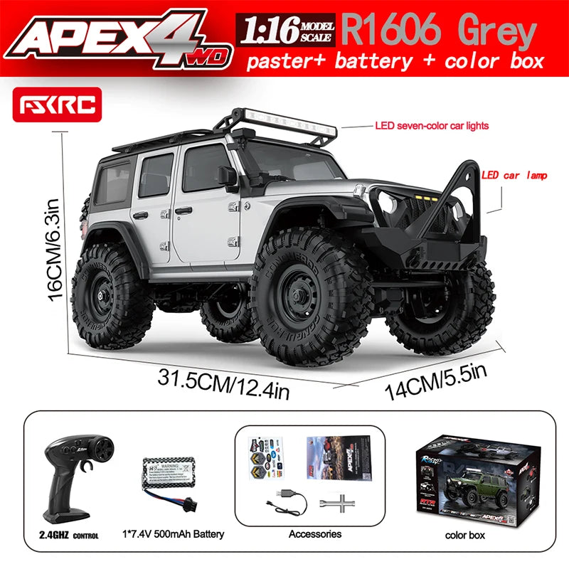 HB R1601 Rc Crawler 1/16 Rc Car 4WD Rtr With Led 2.4g Electric Remote Control Rock Buggy Off-Road Vehicle Rc Cars For Boy Toy