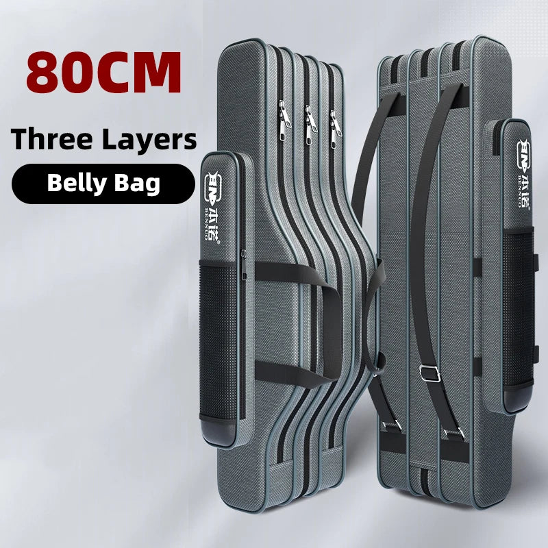 Fishing Rod Bag Fishing Gear Bag 80cm-130cm Multifunctional Rod Bags Double-layer or Three-layer Large Thick Belly Fish Backpack