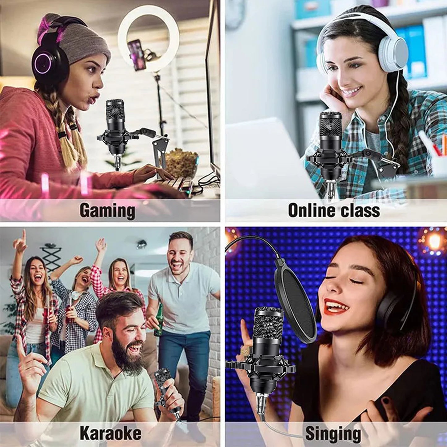 All-in-One Podcast Equipment Bundle Audio Mixer V8K Live Sound Card with BM800 Microphone for Podcasting Gaming Music Recording