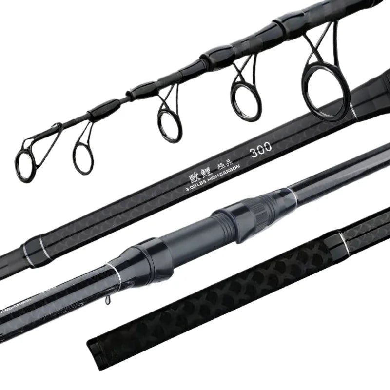 3.0M-4.2M Carp Telescopic Fishing Rod,30-200g Lure Rod,40T Carbon Surf Spinning Rod,Saltwater Freshwater Distance Throwing Rod