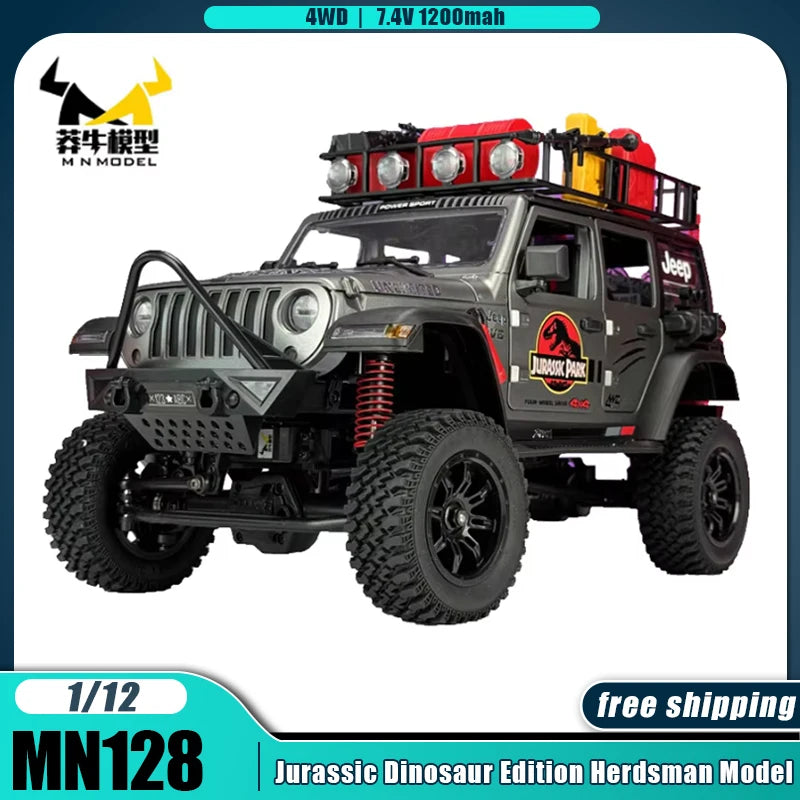 MN128 RC Cars 1:12 Jurassic Dinosaur Edition Herdsman Remote Control Car 4WD Off road Vehicle Model Car Adult Gifts Toys