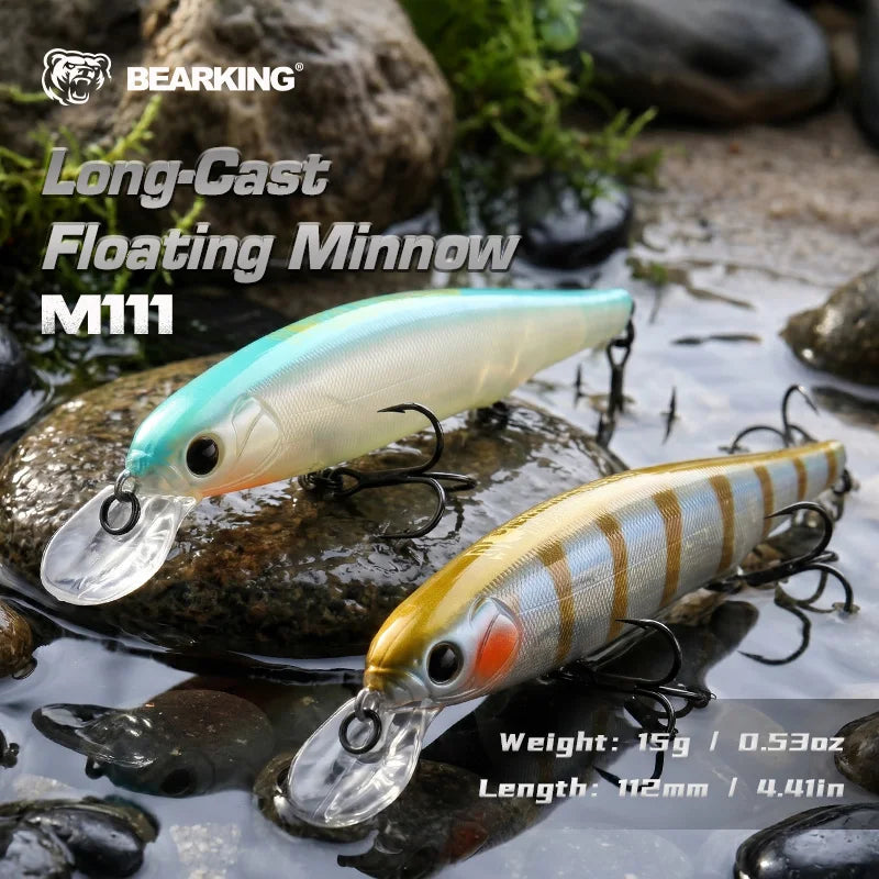 BEARKING best price 3pcs/set 11cm 15g dive 1.5m fishing gear shone lures minnow crank fixed weight wobbler bait isca artificial