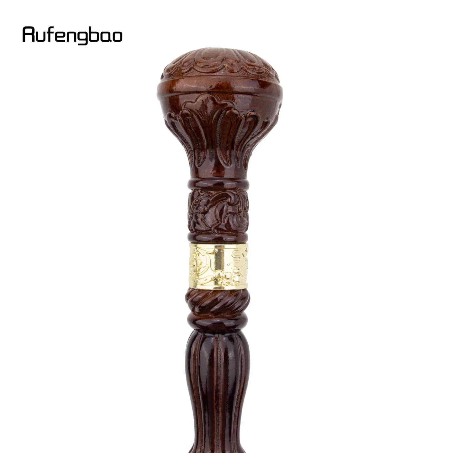 Brown Creative Round Wooden Fashion Walking Stick Decorative Cospaly Wood Walking Cane Halloween Mace Wand Crosier 95cm