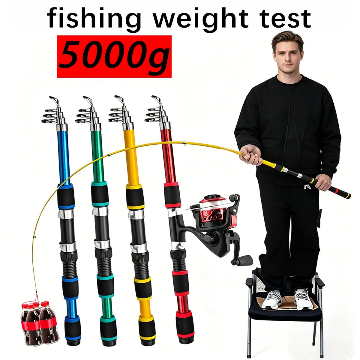 Portable Telescopic Fishing Rod Spinning Reel Full Kit 45Pcs Fishing Tackle Box with Duck Soft Lures Worm Baits Hooks Sinkers Sw