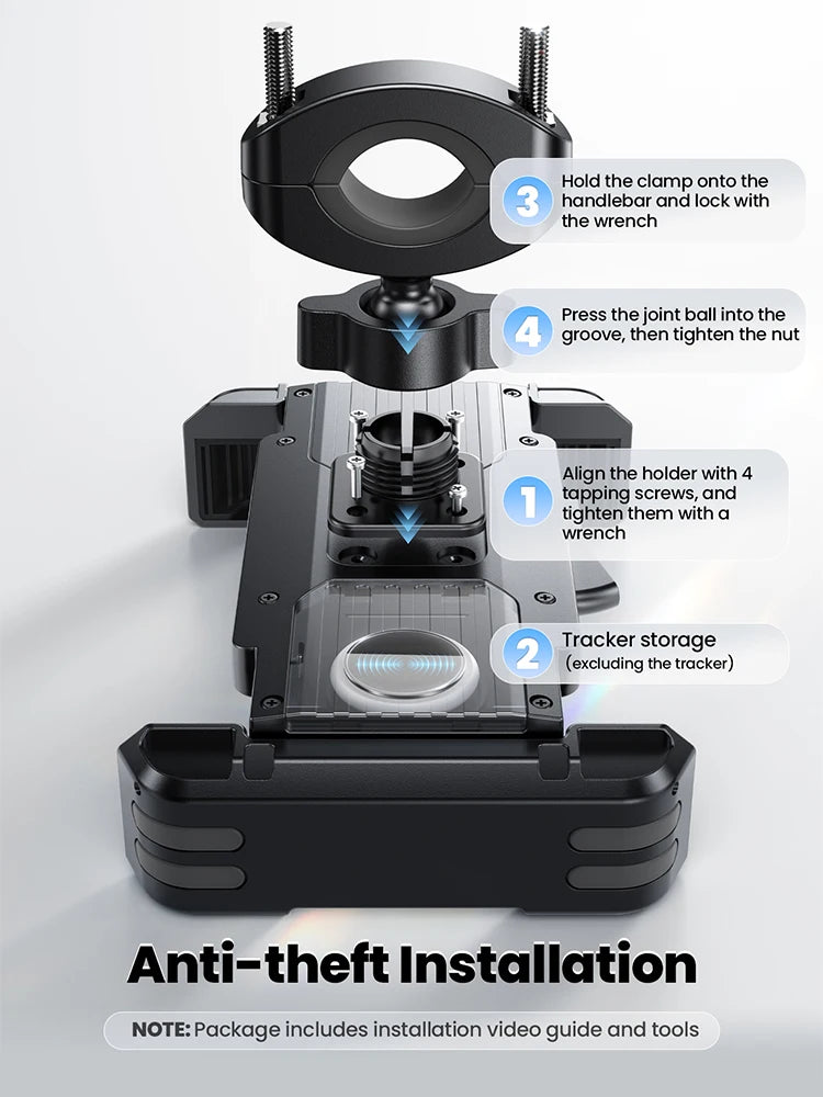 Joyroom Bike Phone Holder Phone With Hidden Tracker Storage Holder for Bike Bicycle Motorcycle for 5.8‘’-7.2" Phones JR-ZS536