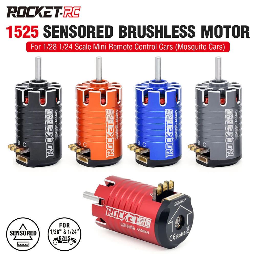 ROCKET-RC MINI 1525 3500-6800KV Sensored Brushless Motor For 1/28 1/24 RC Cars