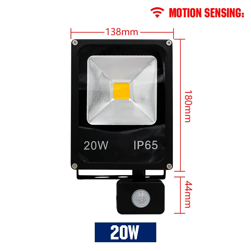 Led Floodlight 10W 30W 50W 220V Reflector Flood Light Waterproof Ip65 Garden Spotlight Pir Motion Sensor Wall Outdoor Lighting