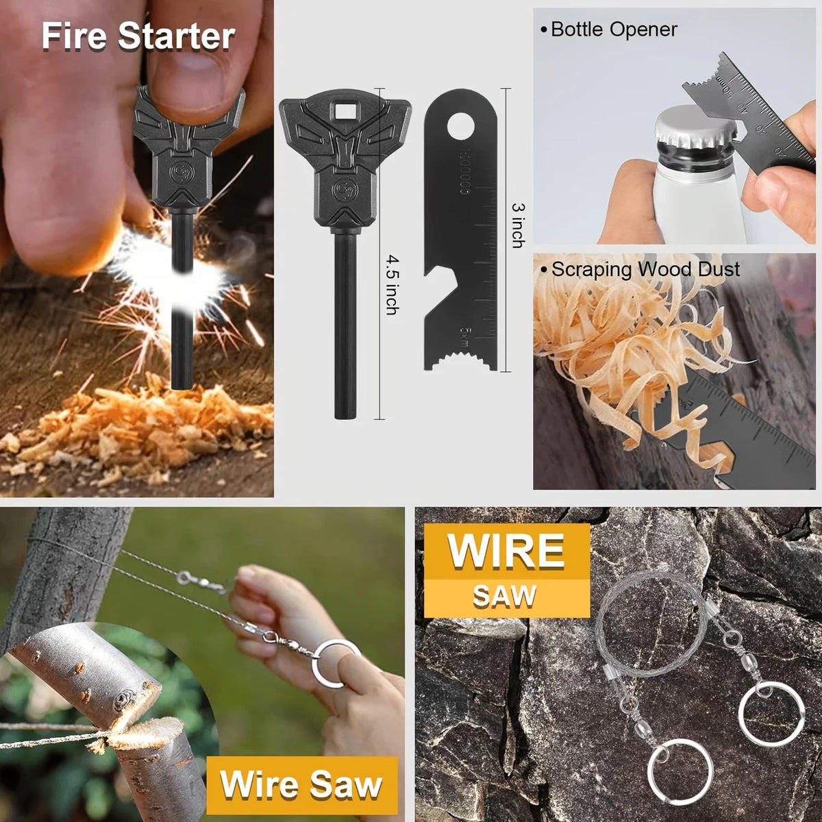 169-Piece Survival Kit with Fire Starter Ideal Companion for Camping Hiking Outdoor Exploration Earthquakes Hunting And First Aid Unisex Gift