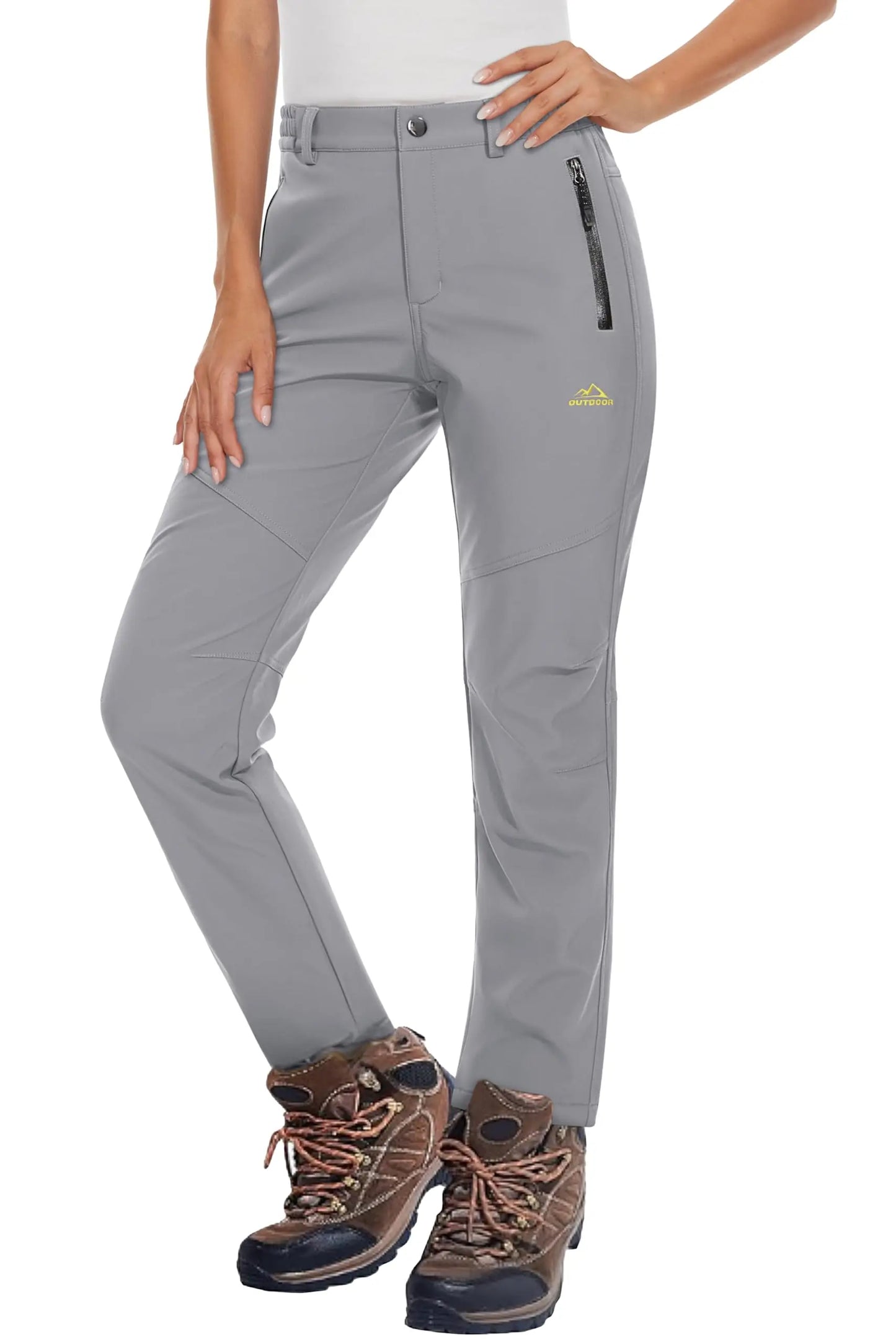 KEFITEVD Women's Winter Fleece Soft Shell Hiking Pants Warm Thermal Waterproof Windproof Trousers Outdoor Ski Camping Fishing