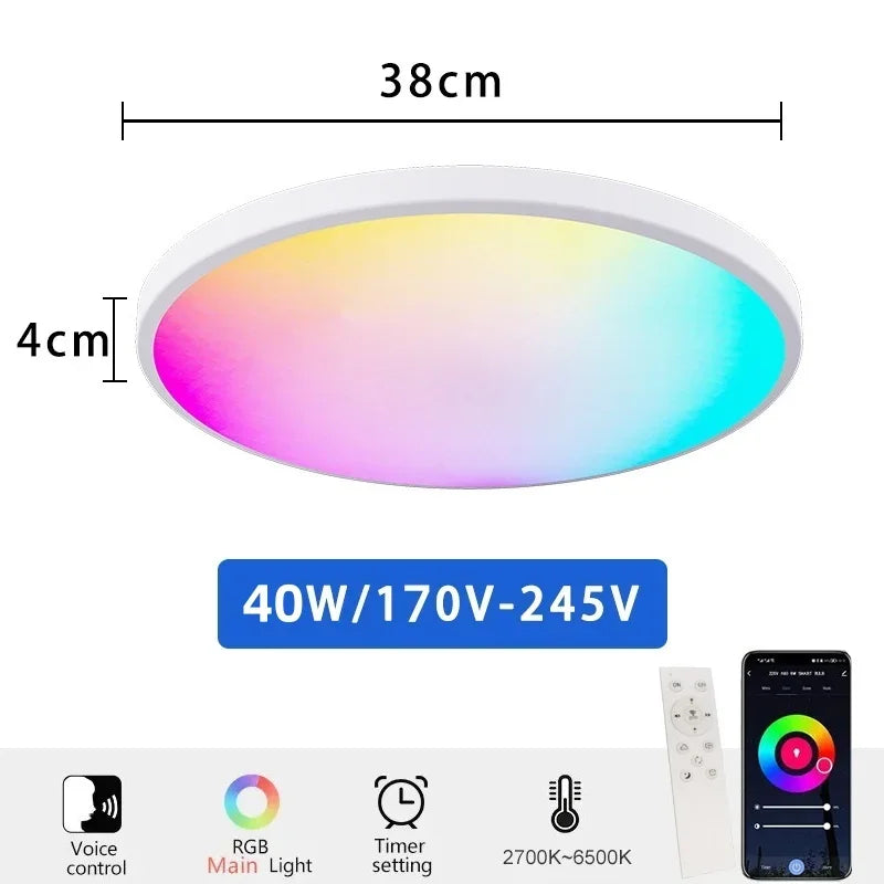 Smart LED Ceiling Lamp Tuya WiFi Dimmable Circular Home Lamp Alexa Voice Control Application Google Living Room Bedroom Lighting