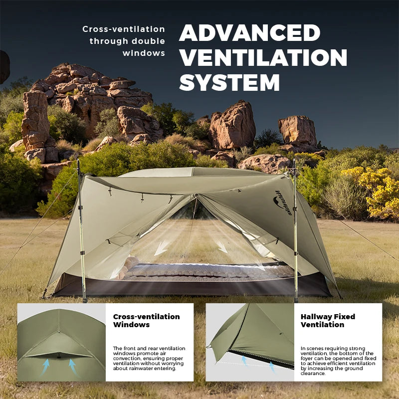 Naturehike Mongar Pro 123 Ultralight Three Season Outdoor Waterproof 20D Nylon Hiking Tent 2 Person Rucksack Camping Riding Tent