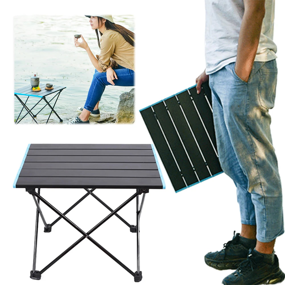 Folding Table Aluminum Alloy Picnic Table Lightweight Portable Camp Table with Carry Bag for Outdoor Camping Beach Picnic