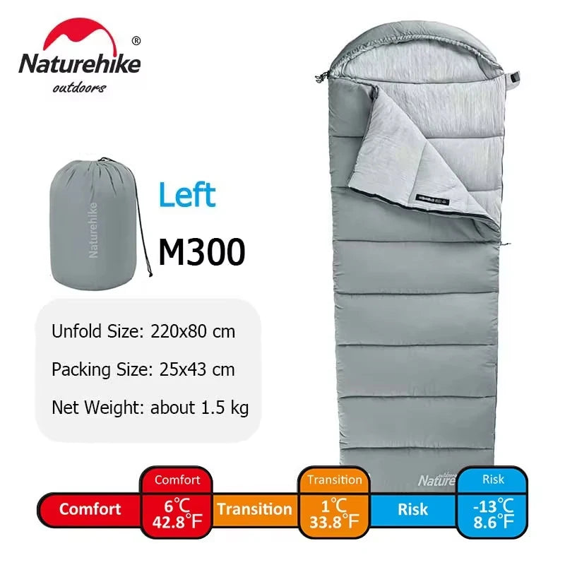 Naturehike Sleeping Bag M180 Lightweight Sleeping Bag M300 Double Camping Sleeping Bag M400 Machine Washable Winter Sleeping Bag