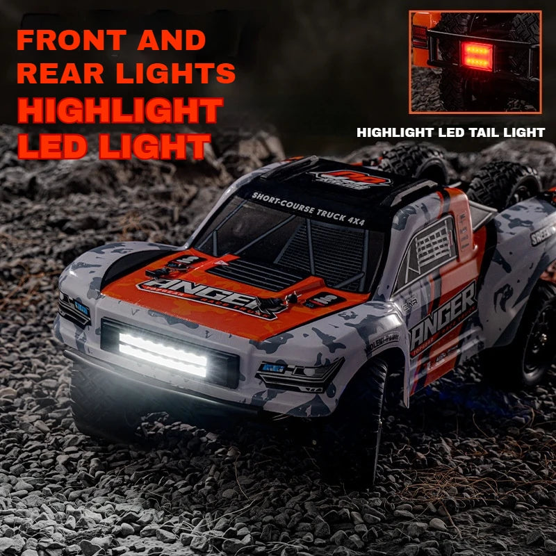 HBX RC Cars 3100A Short Box Truck Toy 4WD 1:16 Full Scale Brushless Off Road Vehicle Gyroscope RC Remote Control Car Toy Gift