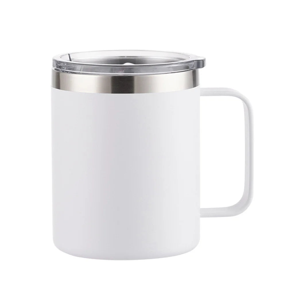 12oz Stainless Steel Mug with Handle Insulated Coffee Cup Insulated Tumbler Sliding Lid Gift for Camping, Office, Home, School