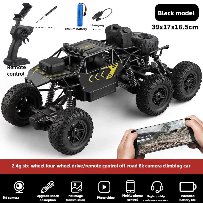 Kawaii Toy Car Gift-Upgrade Alloy 6WD Climbing Off-road Rc Cars,Remote Control Car Model,Fart Spray 8K HD Camera,Toys For Boys