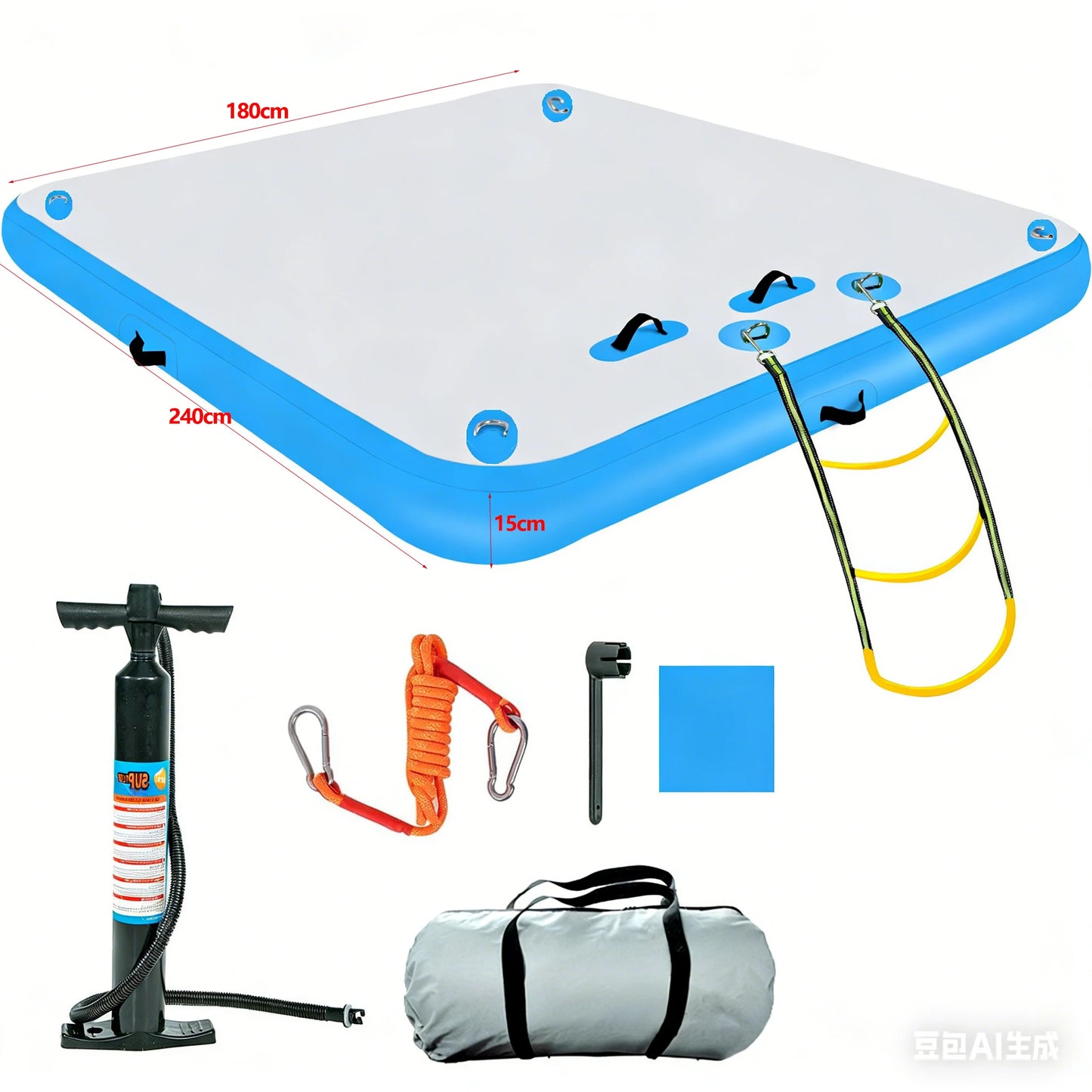 New Outdoor Fishing Inflatable Floating Platform Set for Water Yoga/Fishing/Camping Floating Board PVC Thickness Air Mattress