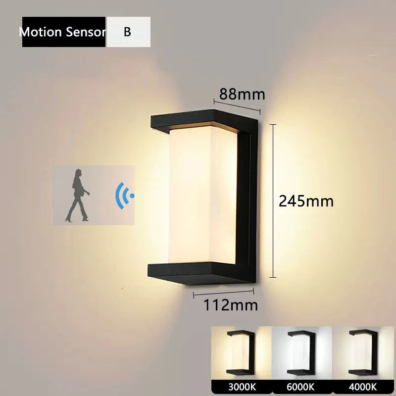 DC12-24V Waterproof IP65 Led Outdoor Wall Light Motion Sensor Led Outdoor Lighting Porch Lights Balcony Garden Lights Wall Lamp
